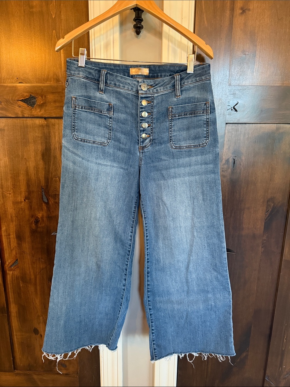 KUT High-Rise Wide Leg Women’s Jeans in Medium Blue - Classic Button Fly
